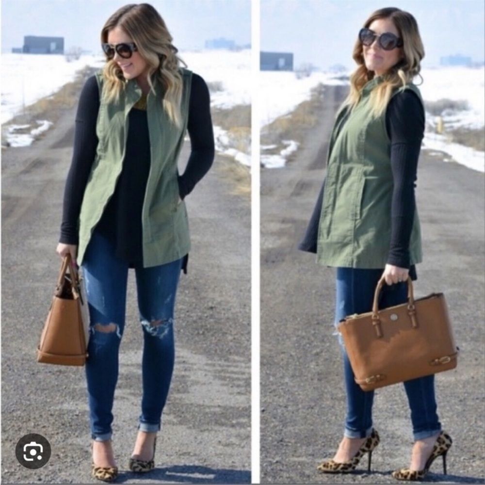 CAbi Olive Green Utility Vest